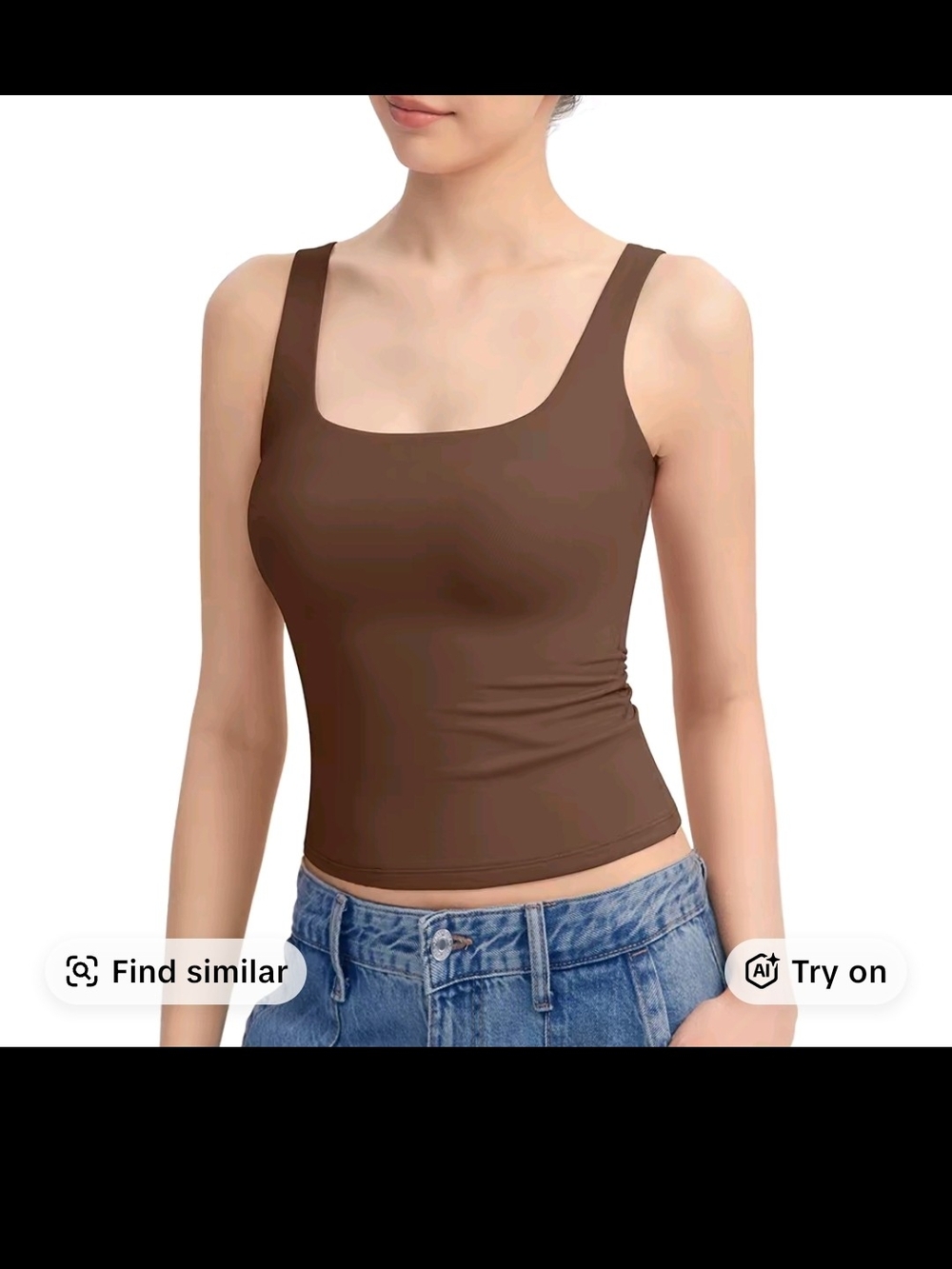 Women's Brown Square-Neck Tank Top — Sleek Everyday Layering
